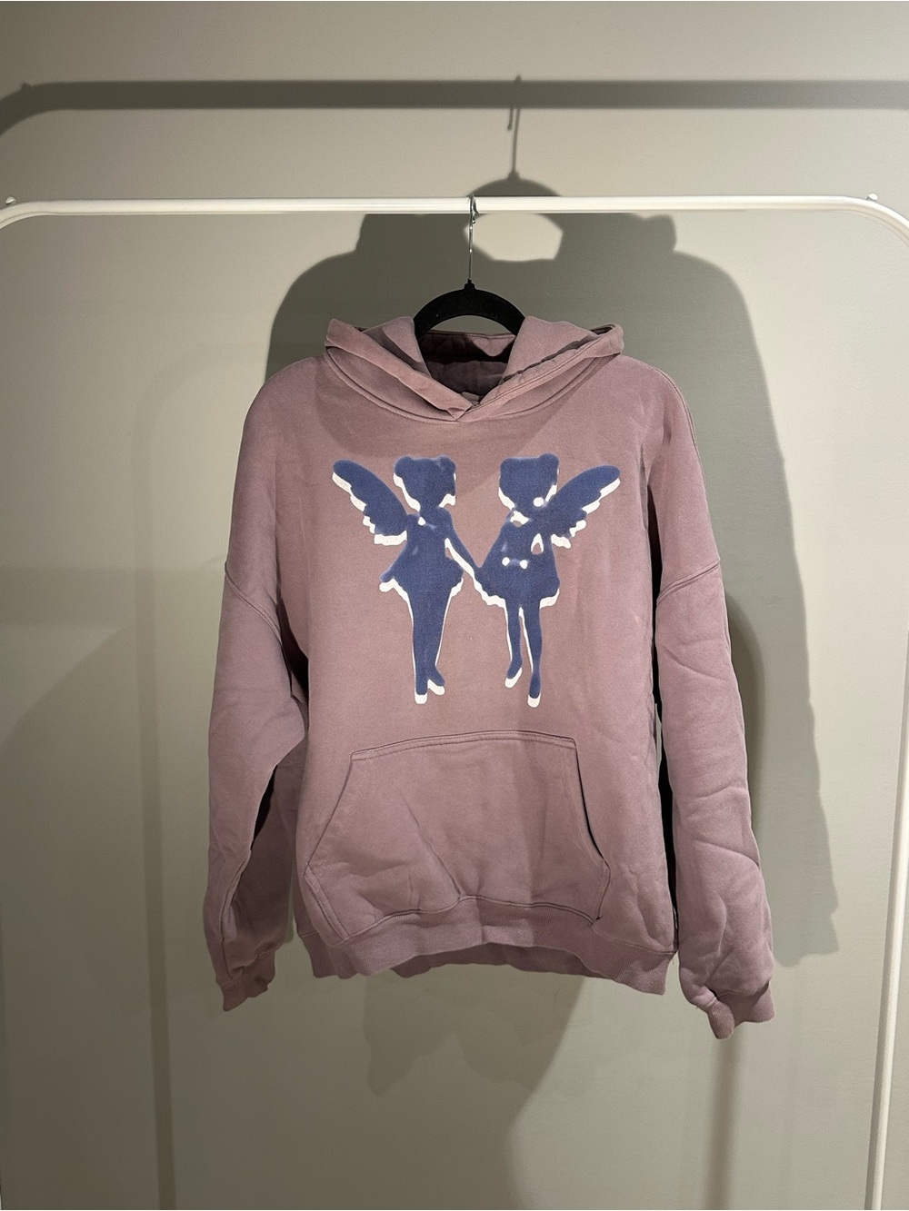 OVO Dusty Lilac Angel Hoodie with Blue Graphic